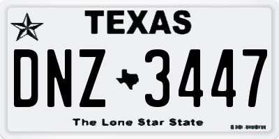 TX license plate DNZ3447