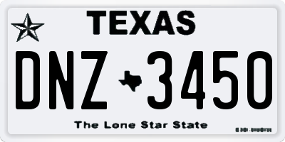 TX license plate DNZ3450