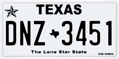 TX license plate DNZ3451