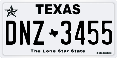 TX license plate DNZ3455