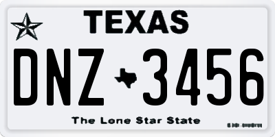 TX license plate DNZ3456