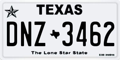 TX license plate DNZ3462