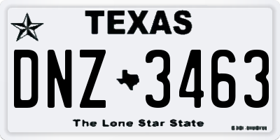 TX license plate DNZ3463