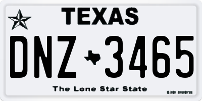 TX license plate DNZ3465