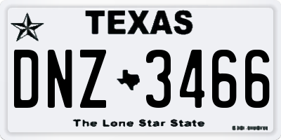 TX license plate DNZ3466