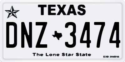 TX license plate DNZ3474
