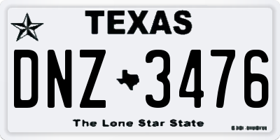 TX license plate DNZ3476