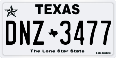 TX license plate DNZ3477