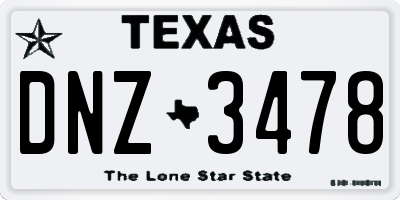 TX license plate DNZ3478