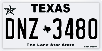 TX license plate DNZ3480