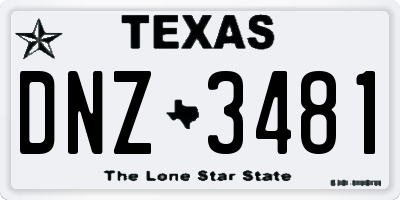 TX license plate DNZ3481