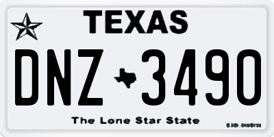 TX license plate DNZ3490