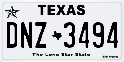 TX license plate DNZ3494