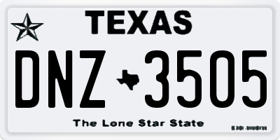 TX license plate DNZ3505