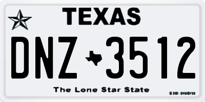 TX license plate DNZ3512