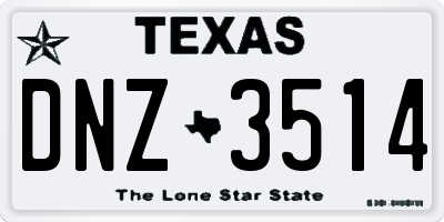 TX license plate DNZ3514