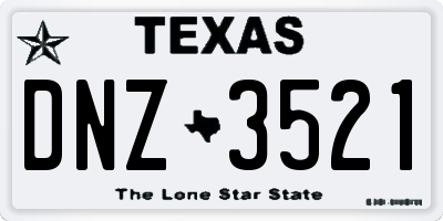 TX license plate DNZ3521