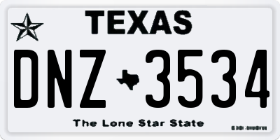 TX license plate DNZ3534