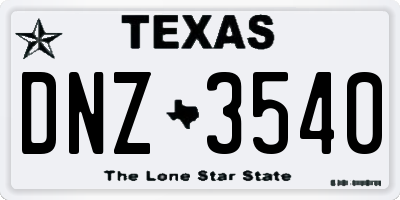 TX license plate DNZ3540