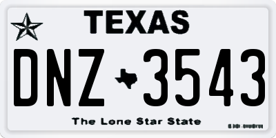TX license plate DNZ3543
