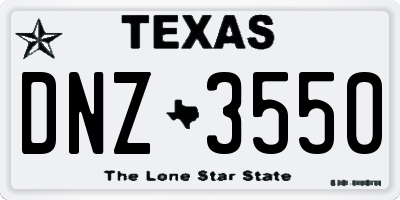 TX license plate DNZ3550