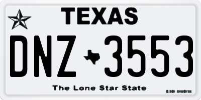 TX license plate DNZ3553