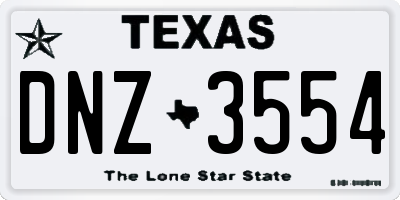TX license plate DNZ3554
