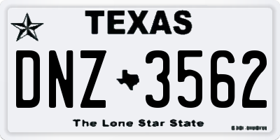 TX license plate DNZ3562
