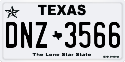 TX license plate DNZ3566