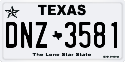 TX license plate DNZ3581