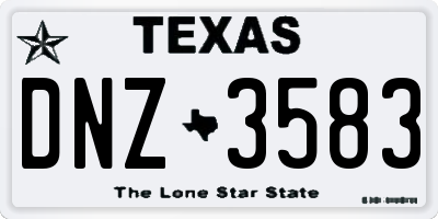TX license plate DNZ3583