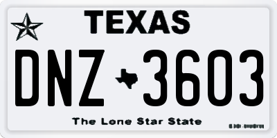TX license plate DNZ3603