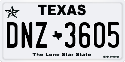 TX license plate DNZ3605