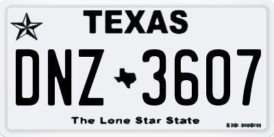 TX license plate DNZ3607