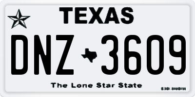 TX license plate DNZ3609