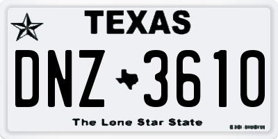 TX license plate DNZ3610