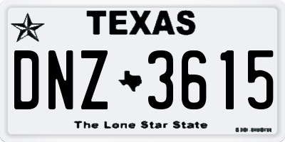 TX license plate DNZ3615