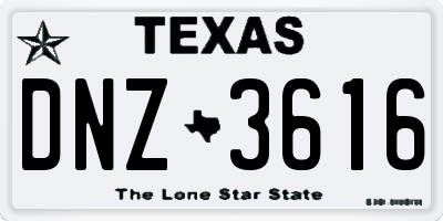 TX license plate DNZ3616