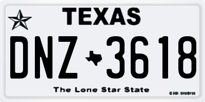 TX license plate DNZ3618