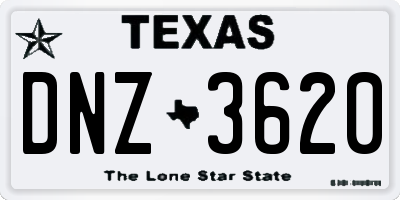 TX license plate DNZ3620