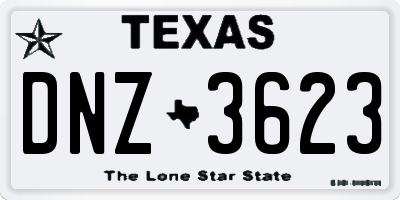 TX license plate DNZ3623