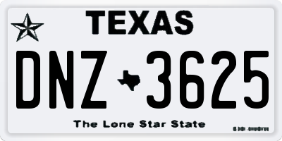 TX license plate DNZ3625