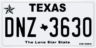 TX license plate DNZ3630
