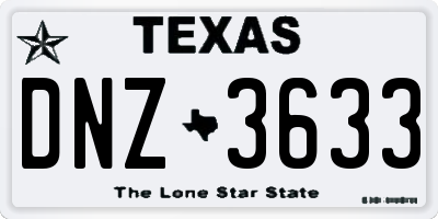 TX license plate DNZ3633