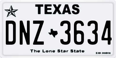 TX license plate DNZ3634