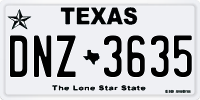 TX license plate DNZ3635