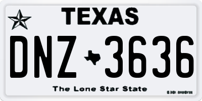 TX license plate DNZ3636