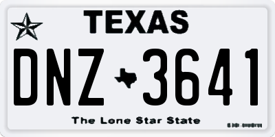 TX license plate DNZ3641