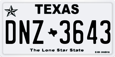 TX license plate DNZ3643