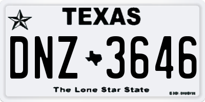 TX license plate DNZ3646